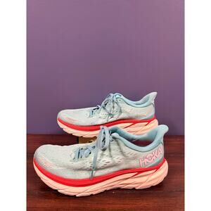 Hoka One One Clifton 8 Running Shoes Blue/Red Colorway 1119394 Women’s US 9B